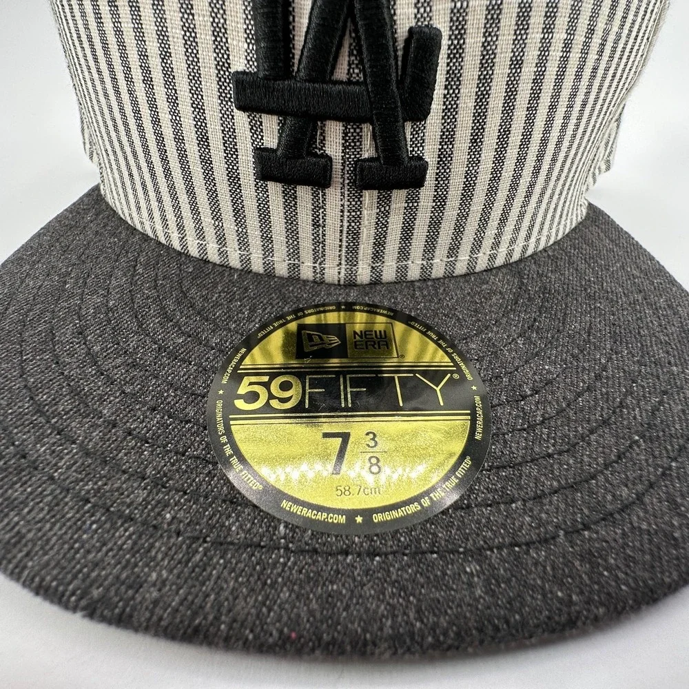 Los Angeles Dodgers Hat New Era 59FIFTY Striped Seersucker Fitted Size 7 3/8 NEW